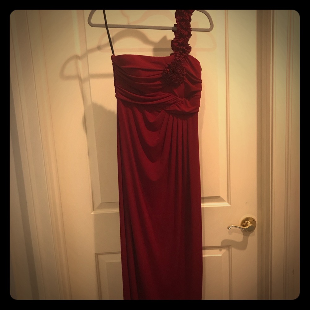 Deep red one shoulder gown, NWOT